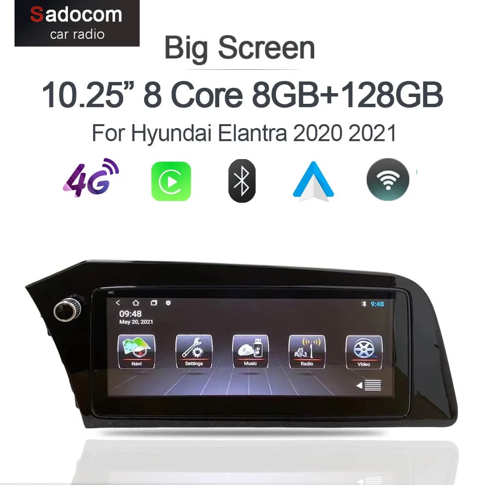 10.25 "IPS 720P 8G + 256G Carplay Android 14.0 Autoradio Lettore GPS DSP WIFI Stereo autoradio Per Hyundai Elantra 2020 2021 2 din