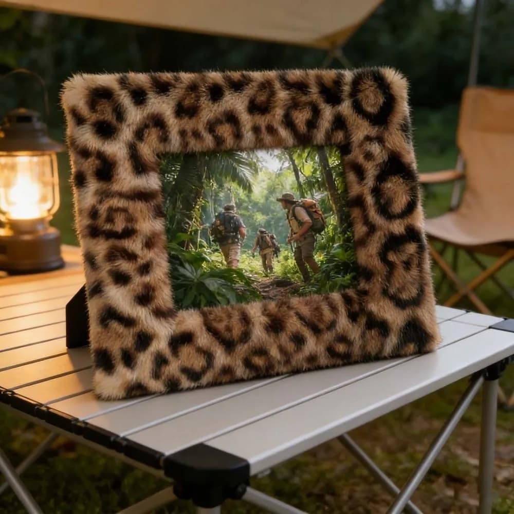 Heart Plush Photo Frame Leopard Print Creative 6/7/8 Inch Picture Frame Soft Puppy Paw Picture Frame Ornaments Living Room Decor