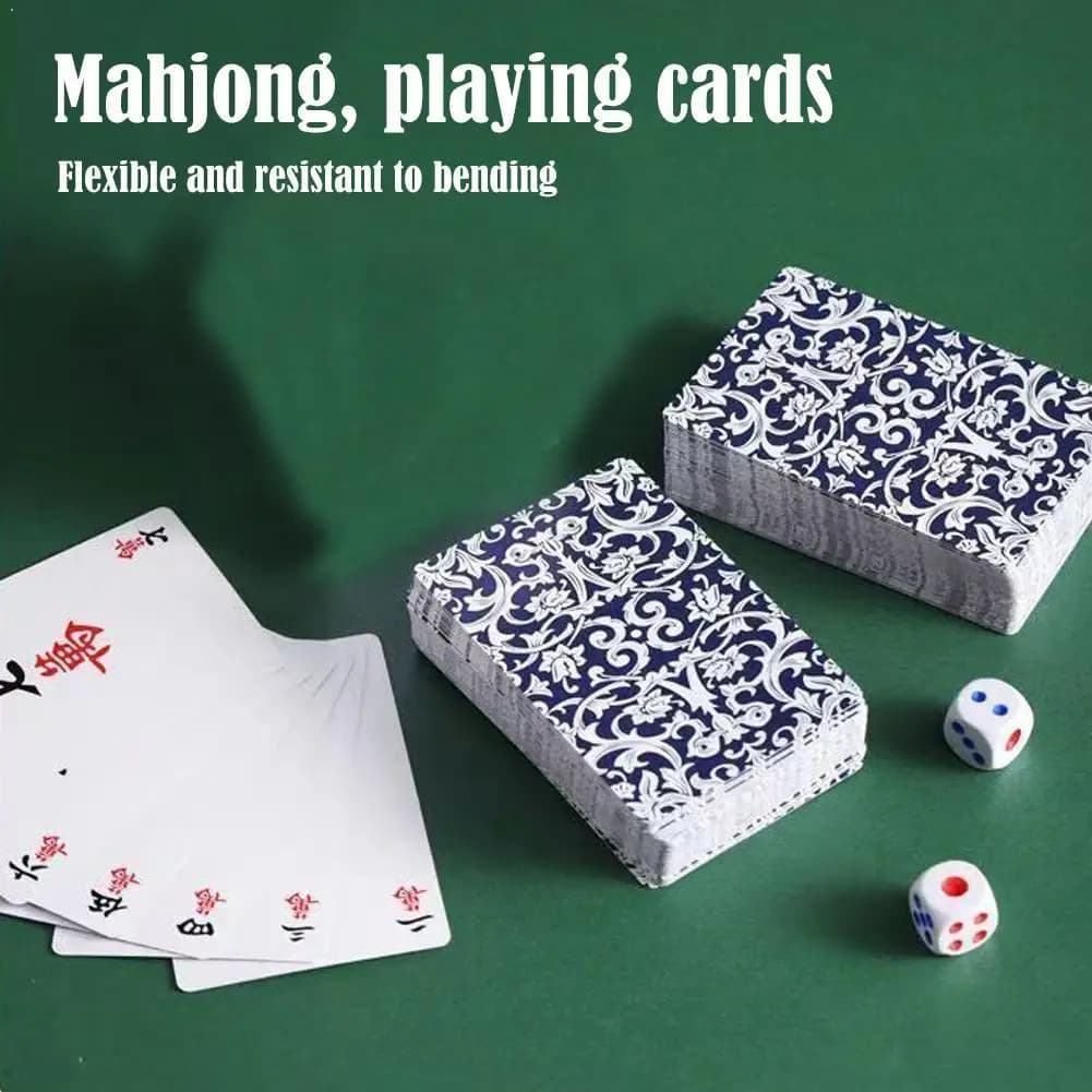 Set di Mahjong da 144 Carte con 2 Dadi, Gioco Tradizionale Cinese Portatile per Viaggi, Carte da Gioco per Feste in Famiglia e Riunioni Domestiche