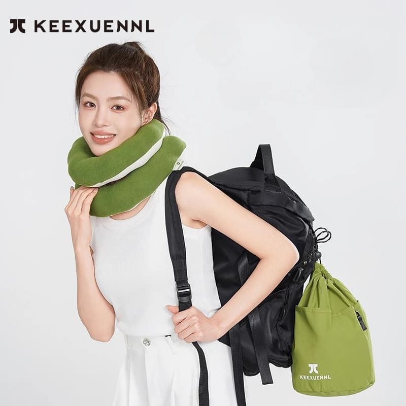 Ergonomic Neck Head Pilow Bone Shaped Slow Rebound Memory Foam Neck Pilow 360° Rotatable Support Travel Pillow for Sleeping