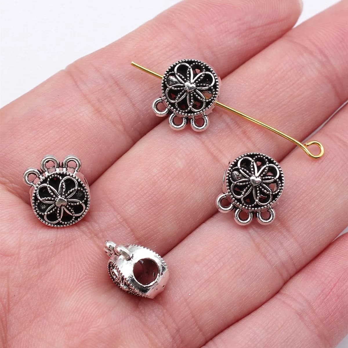 WYSIWYG 10pcs 12.5x10.1x7.6mm Antique Silver Color Dream Catcher Big Hole Bead Bails Beads Accessories For DIY Jewelry Making