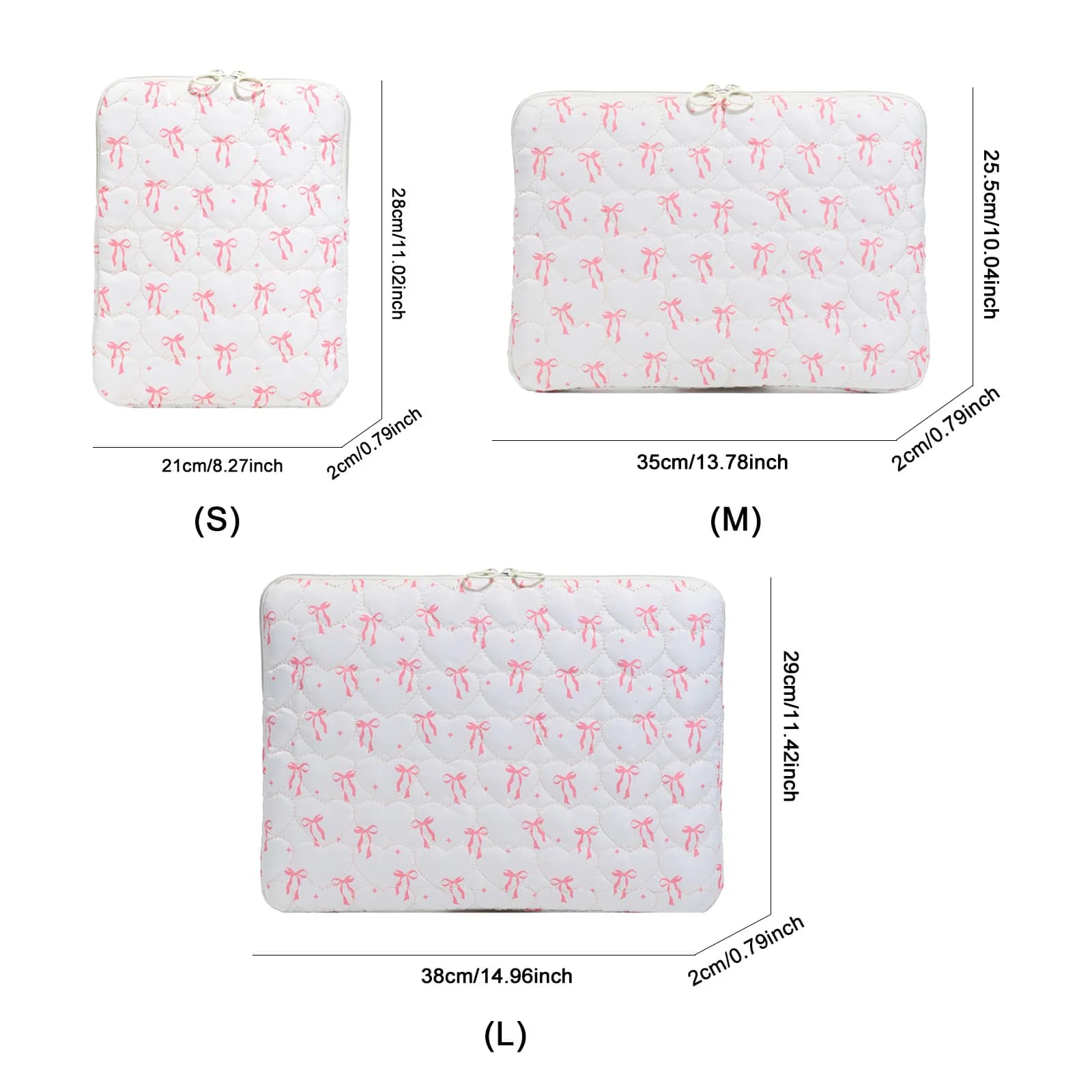 Graziosa Borsa per Computer Trapuntata con Cerniera, Custodia Protettiva Impermeabile per Laptop, Notebook, Tablet e iPad
