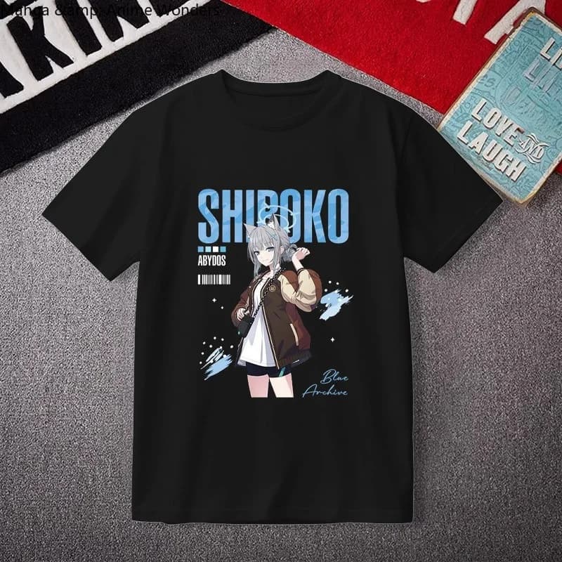 Blue Archive Sunaookami Shiroko‌ Hoshino Takanashi‌ Short Sleeve T-shirt Men Women Game Student Summer Tee Costume Student Tops