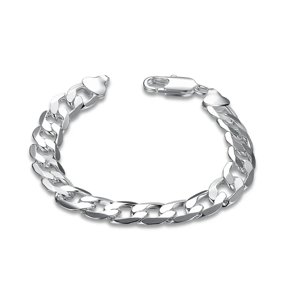 Hot Nuovo braccialetto in argento sterling 925 gioielli 4mm-10mm larghezza maglia a catena solida per uomo uomo donna accessori da sposa regali