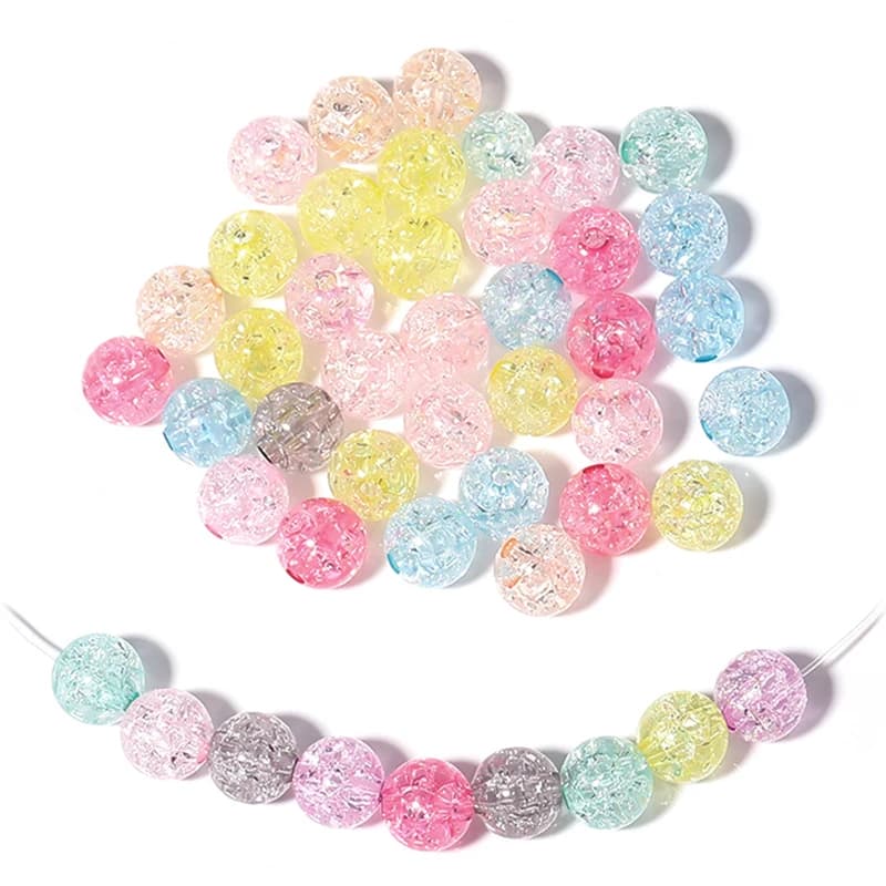 Louleur Colorful Round Crackle Beads Loose Spacer Acrylic Beads For Jewelry Making Charm Beads DIY Bracelet Necklace Wholesale