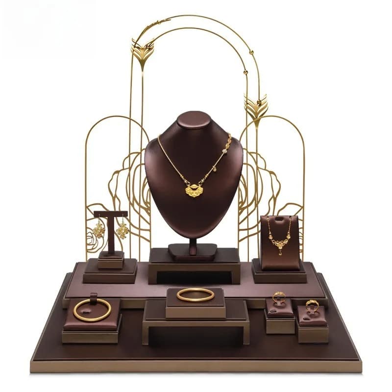 Leather Jewellery Display Stand Mannequin Necklace Bracelet Shelf Large Jewelry Organizer Holder Exhibitor Earring Ring Rack