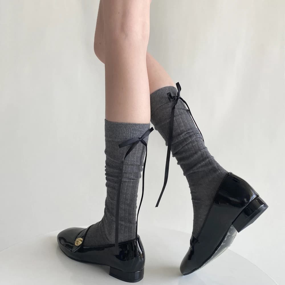Women's New Socks Feeding Sweet Girl Knee Socks Women's Style Ballet Solid Color Black White Long Socks