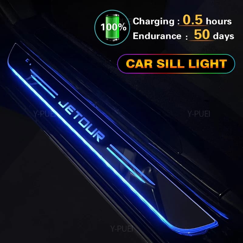 Customized Car Welcome Door illuminated Sill Light Logo Lamp LED Car Scuff Plate Pedal For Jetour X90plus Shanhai T2 L9 Traveler
