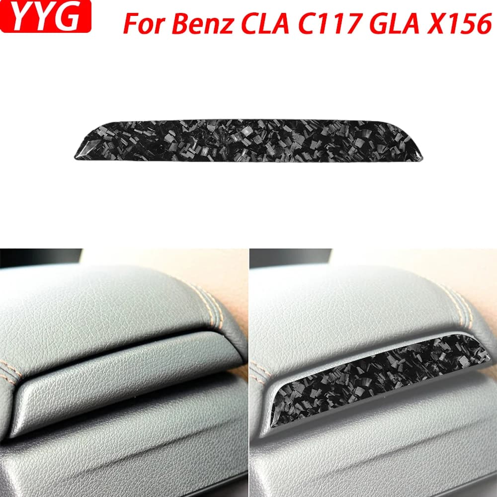 Per Benz CLA C117 2014-2018 GLA X156 2015-2019 Scatola bracciolo in fibra di carbonio forgiata Strisce di rivestimento posteriore Accessori interni auto Adesivo