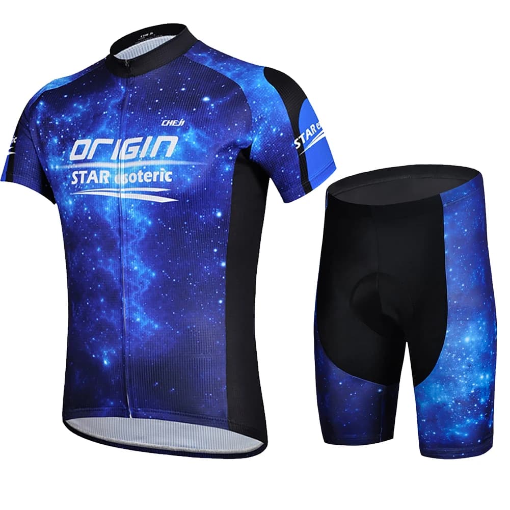 Men's Cycling Knitwear, MTB Road Cycling Clothing, Quick Drying Breathable Short Sleeve Set, Cycling Clothing with Shorts with Silicone Cushion