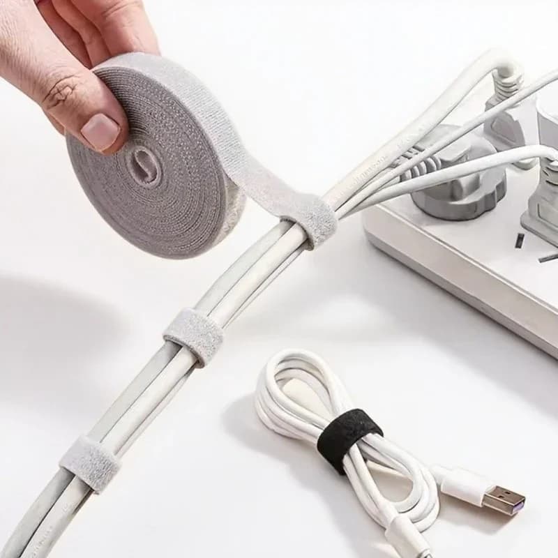 5/10 Rotoli Fascette in Nylon per Uso Domestico, Organizzazione Cavi di Ricarica, Prese Elettriche e Fili, Fascette Riutilizzabili per Articoli Domestici