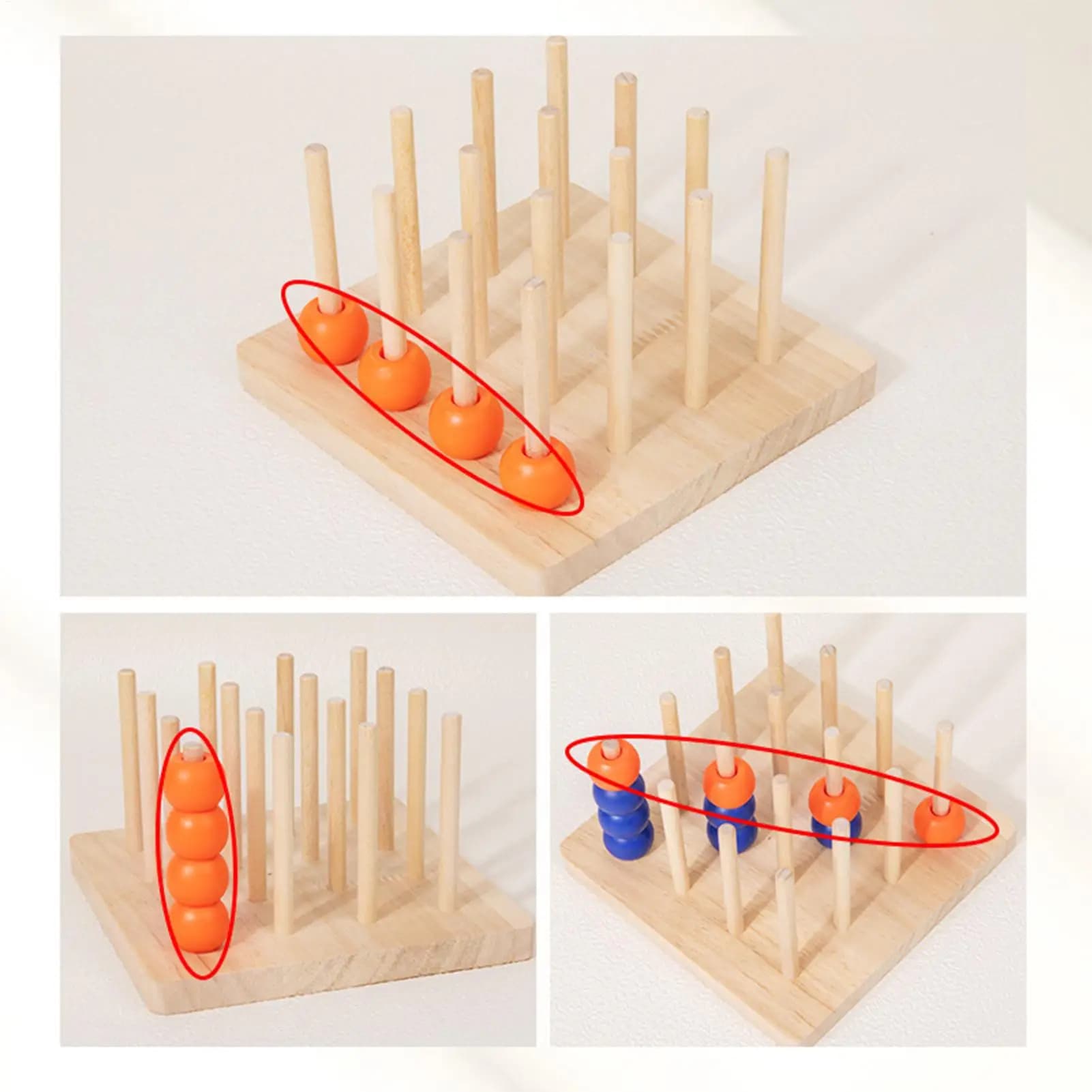 Gioco da tavolo 3D Four in a Row Gioco di strategia in legno Puzzle di scacchi educativo Rompicapo Giocattoli per feste di famiglia a casa