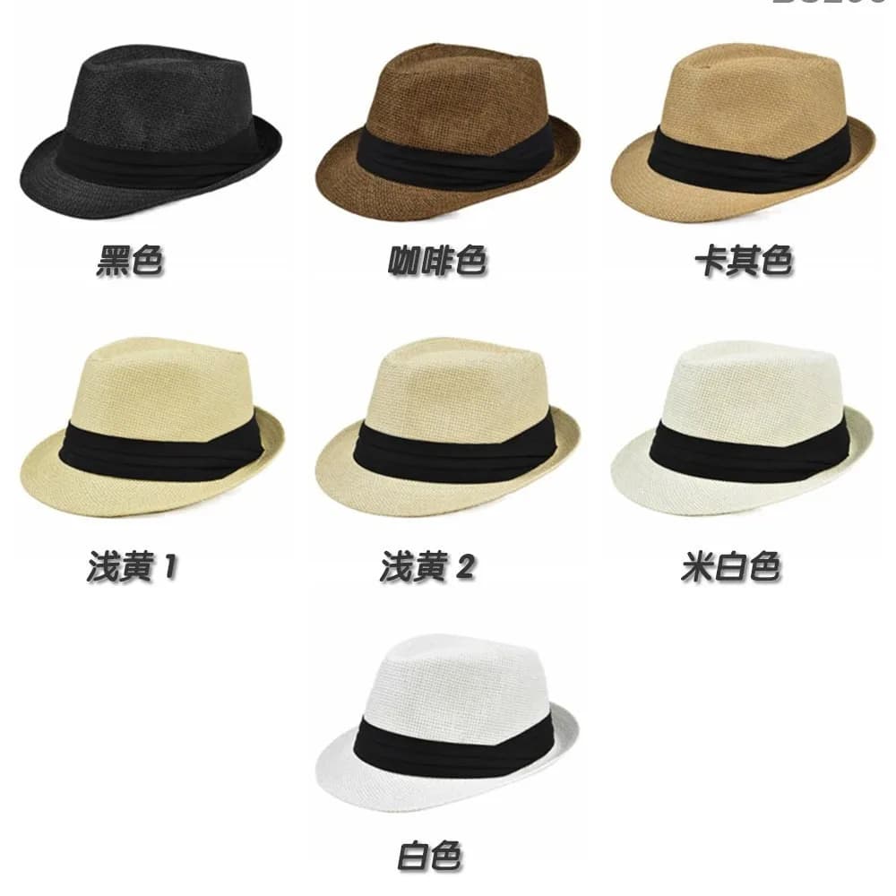 Fashion Unisex Straw Trilby Hat Rolled Brim Jazz Cap Couple Headwear for Spring & Autumn