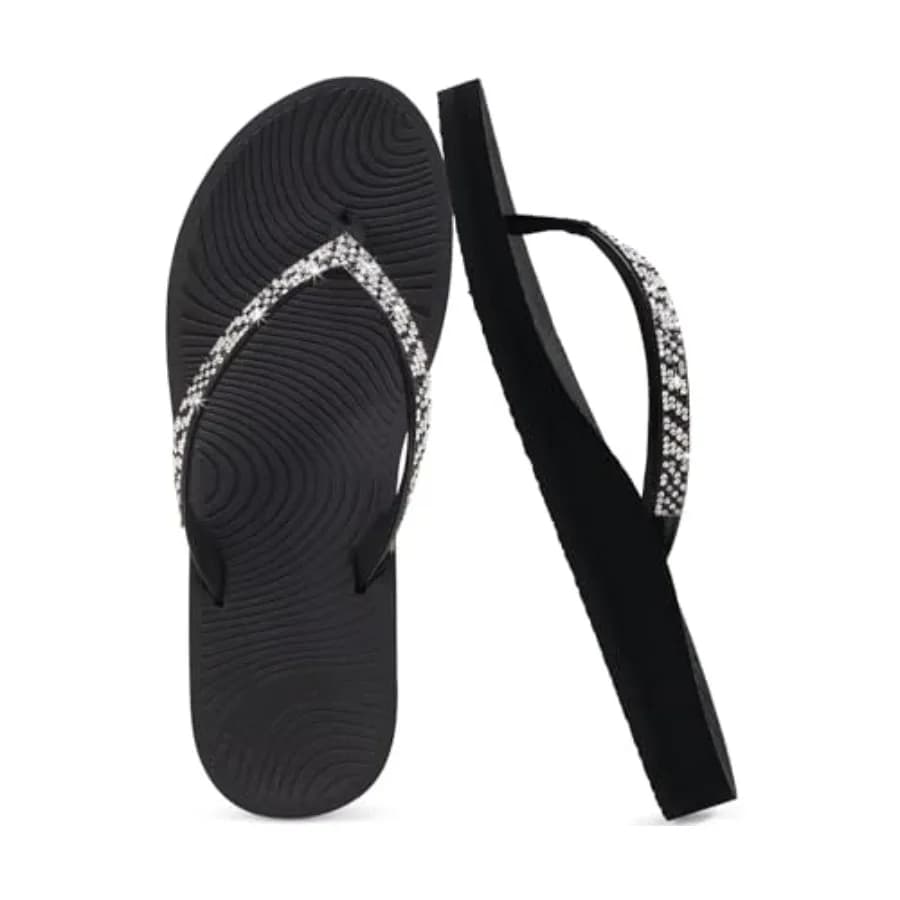 KuaiLu Infradito da Donna con Strass e Supporto Plantare Comfort, Sandali Ortopedici con Cuscinetto per Yoga, Moda Estiva per Spiaggia e Viaggi