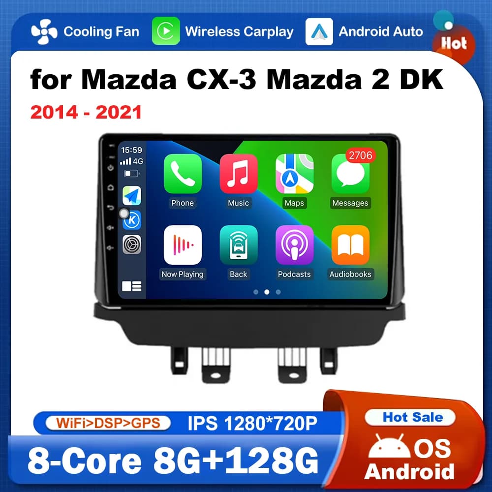 Autoradio Lettore Multimediale per Mazda CX-3 Mazda 2 DK 2014 - 2021 Sistema Intelligente Android Schermo HD DSP Stereo di Navigazione GPS