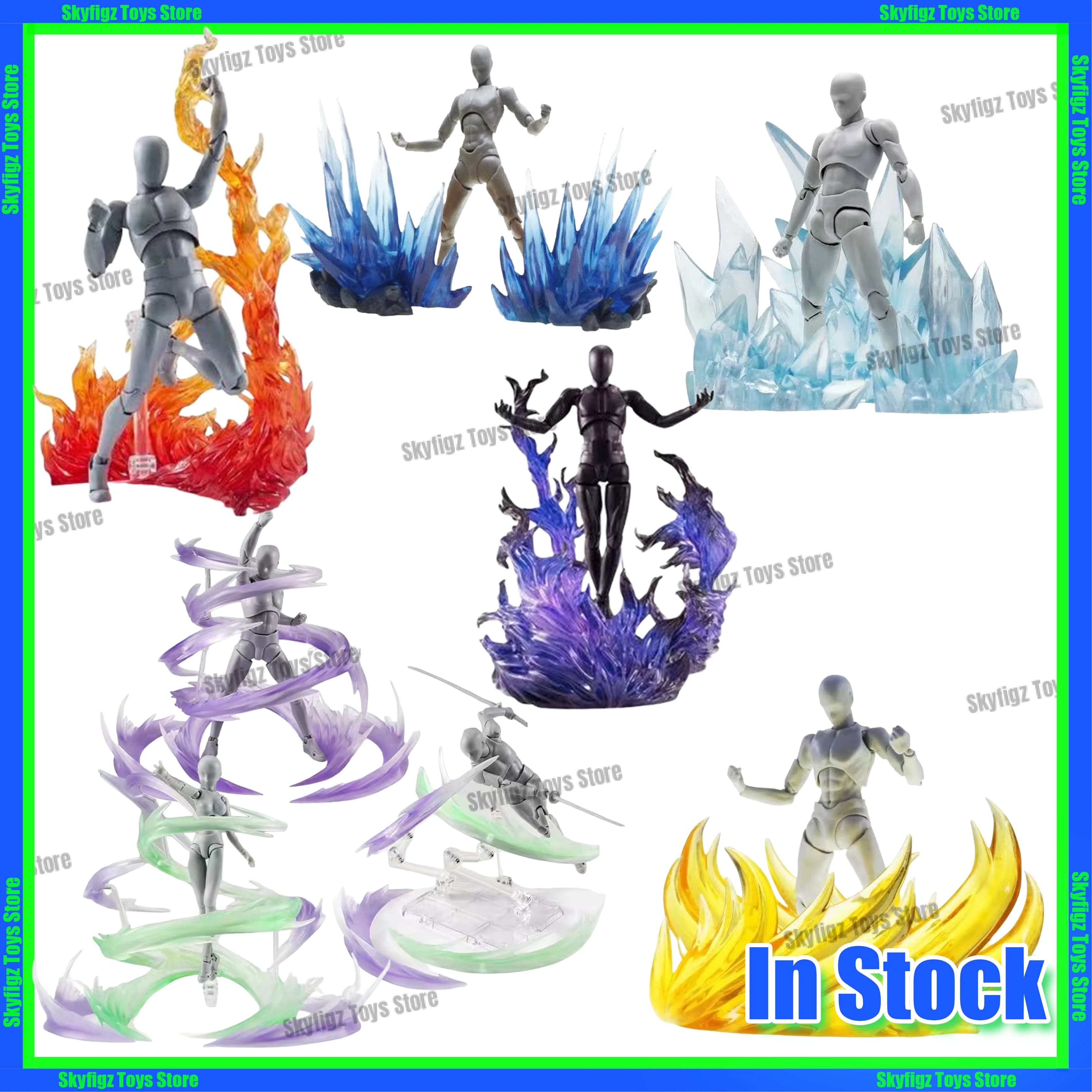 In Stock Whirlwind Flame Ice Special Effects Model Ornament Toy Movable Figure Luffy DIY Accessories Stand Base Wind Frozen