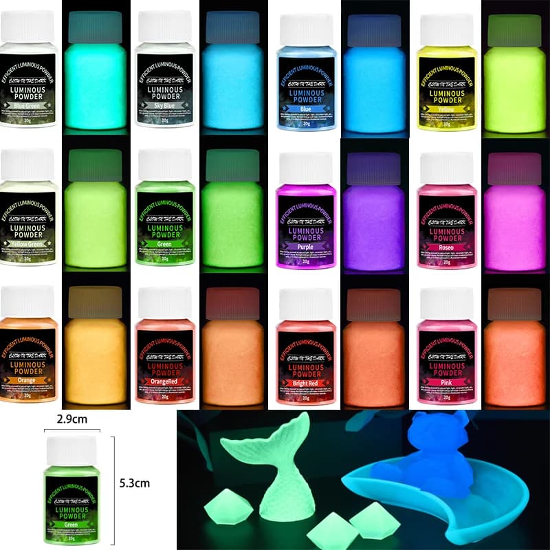 20g di Lunga Durata Luminoso Polvere Vernice Resina Epossidica Pigmento Glow In The Dark Polvere Fluorescente Gioielli FAI DA TE Che Fanno Riempitore