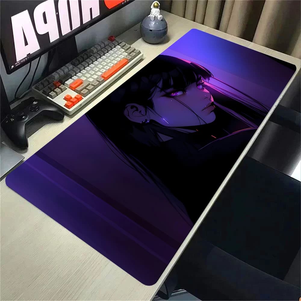 Tappetino per mouse 900x400 Accessori da gioco per PC Tappetino per mouse Laptop Viola Anime Cool Girl Tappetino per tastiera Tappeto per tastiera XXL Tappetino per scrivania in gomma Kawaii