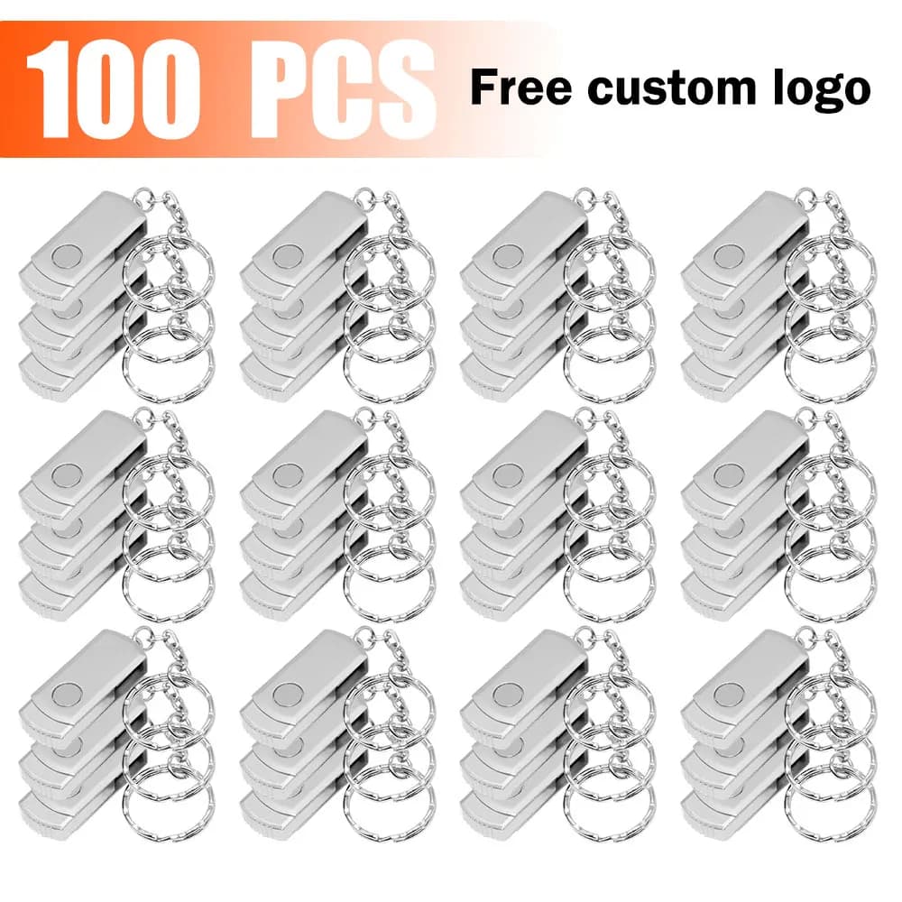 100 pz/lotto Girevole USB Flash Drive 1GB 2GB 4G 8GB Pen Drive 16GB 32GB Pendrive 64GB 128GB 2.0 Regalo USB Stick 256MB Logo Libero