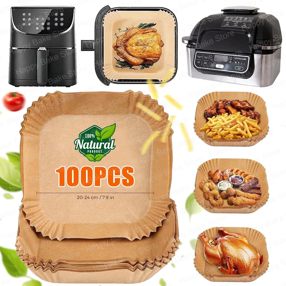 Carta da forno per friggitrice ad aria compatibile con Ninja AG301 Grill e AF141 Pro 4-in-1, fogli di carta usa e getta per friggitrice ad aria, adatti per contenitori da 5 a 8 Qt