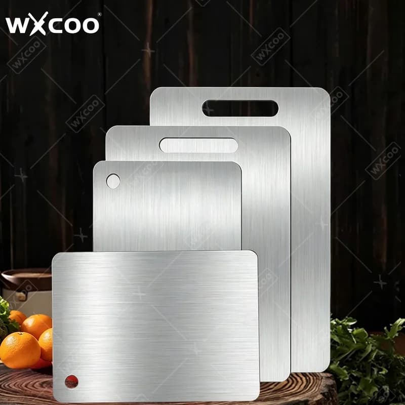WXCOO 3PCS Steel Cutting Board Household Non-slip Double-Sided Food Chopping Board for Vegetable Fruit Food Steel Board