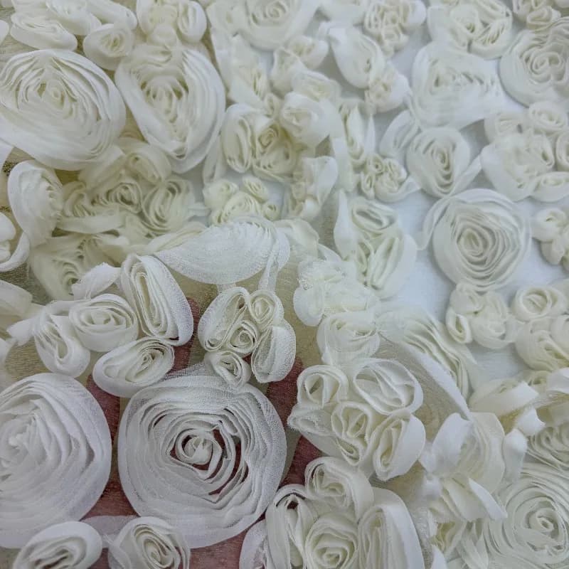3D Rose Mesh Fashion Decoration Fabric for Dreamcatche Wedding Dress Clothing Design Cloth Diy By The Meter Sewing Material