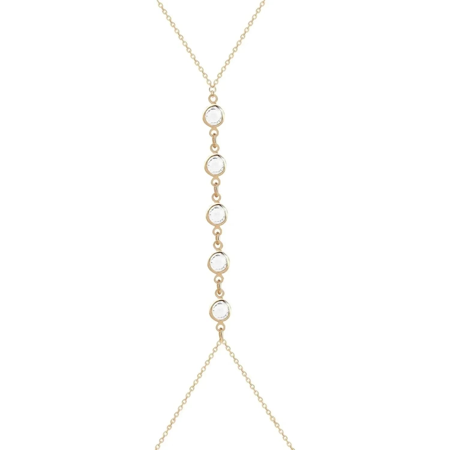 Summer Beach Crystal Belly Waist Chain, 26 Inches Body Chains for Women, Layered Rhinestone Crossover Bikini Bra Body Jewelry