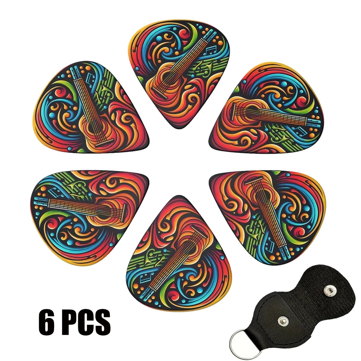 Miwayer 6 Pcs Original Sound Guitar Picks 0.46/0.71/1.00mm, Double-Sided Printed , Guitar Picks /Perfect Gift for Music Lovers