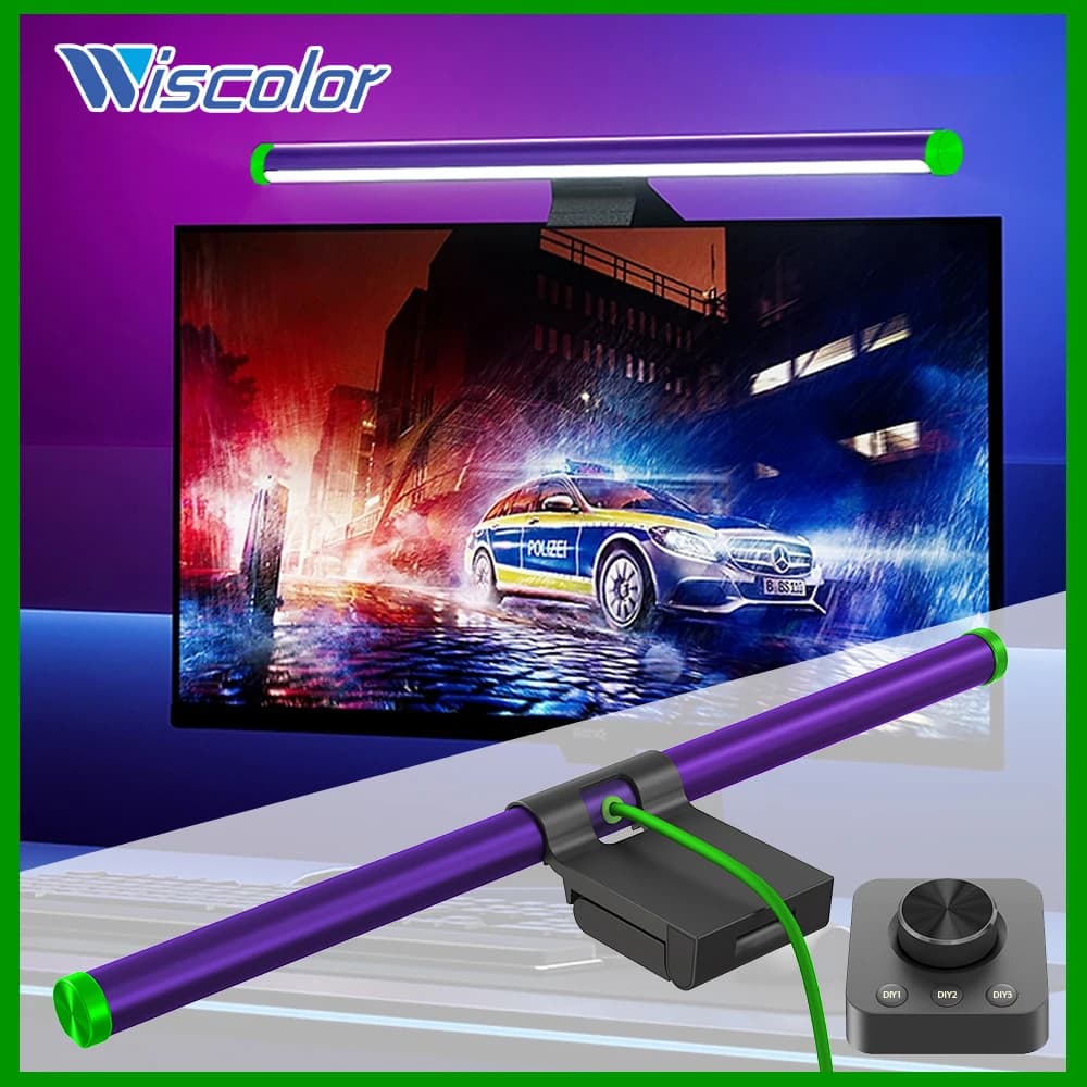 Wiscolor Lampada da scrivania Eye-Care 55cm LED Computer PC Monitor Screen Light Bar, Lampada da tavolo a sospensione aliment