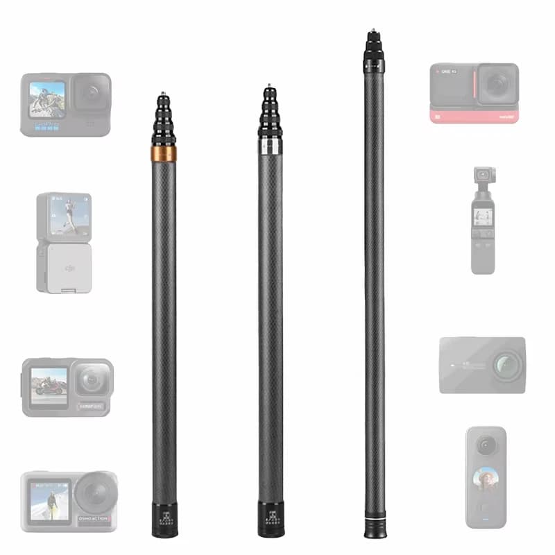 Bastone Selfie in Fibra di Carbonio 3M per Gopro Hero 13 12 11 10 9 / DJI Action 6 5pro 4 3 Insta360 X5 X4 X3 / Accessori per Fotocamere DSLR