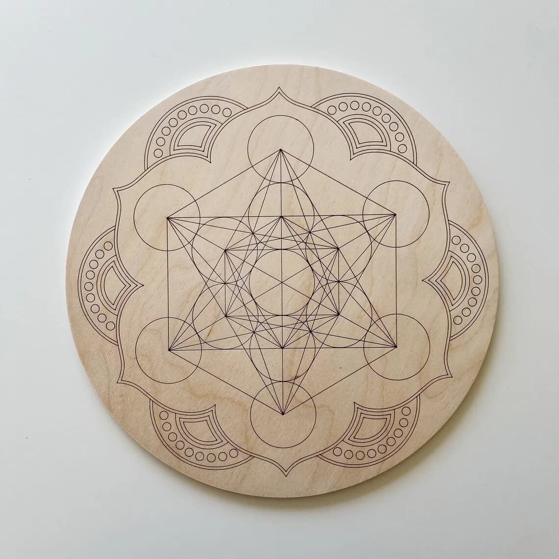 METATRONS CUBE Flower Wood Sacred Geometry Crystal Grid Board Crystal Meditation