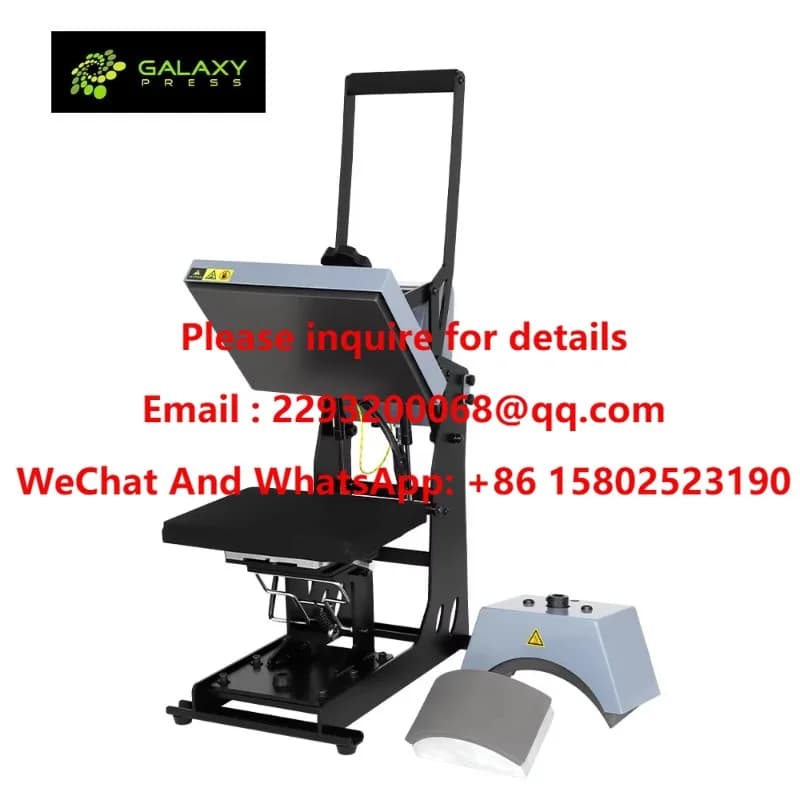 2026 Galaxy Wholesale Logo Heat Transfer Prin ting Machine Cap and Logo 2 in 1 Hat Press Heat Press Machine