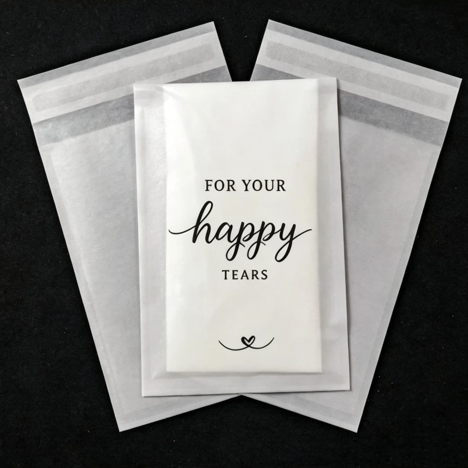 Confezioni di Fazzoletti 'Happy Tears' per Matrimonio, Formato Tascabile, Regalo per Ospiti