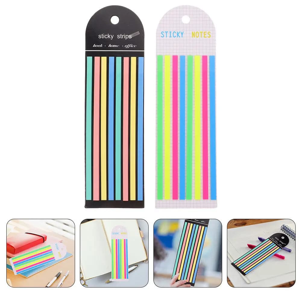 2 Libri di Strisce Adesive Colorate Fluorescenti in PET per Lettura, Evidenziatori per Appunti, Nastro Trasparente che Non Blocca il Testo