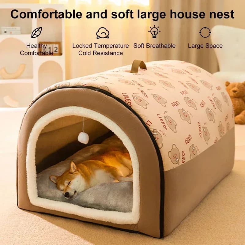 Letto per cani rimovibile, accogliente nido per animali domestici per cani di piccola taglia e media, gatti, letto invernale caldo per cani, comodo letto per animali domestici