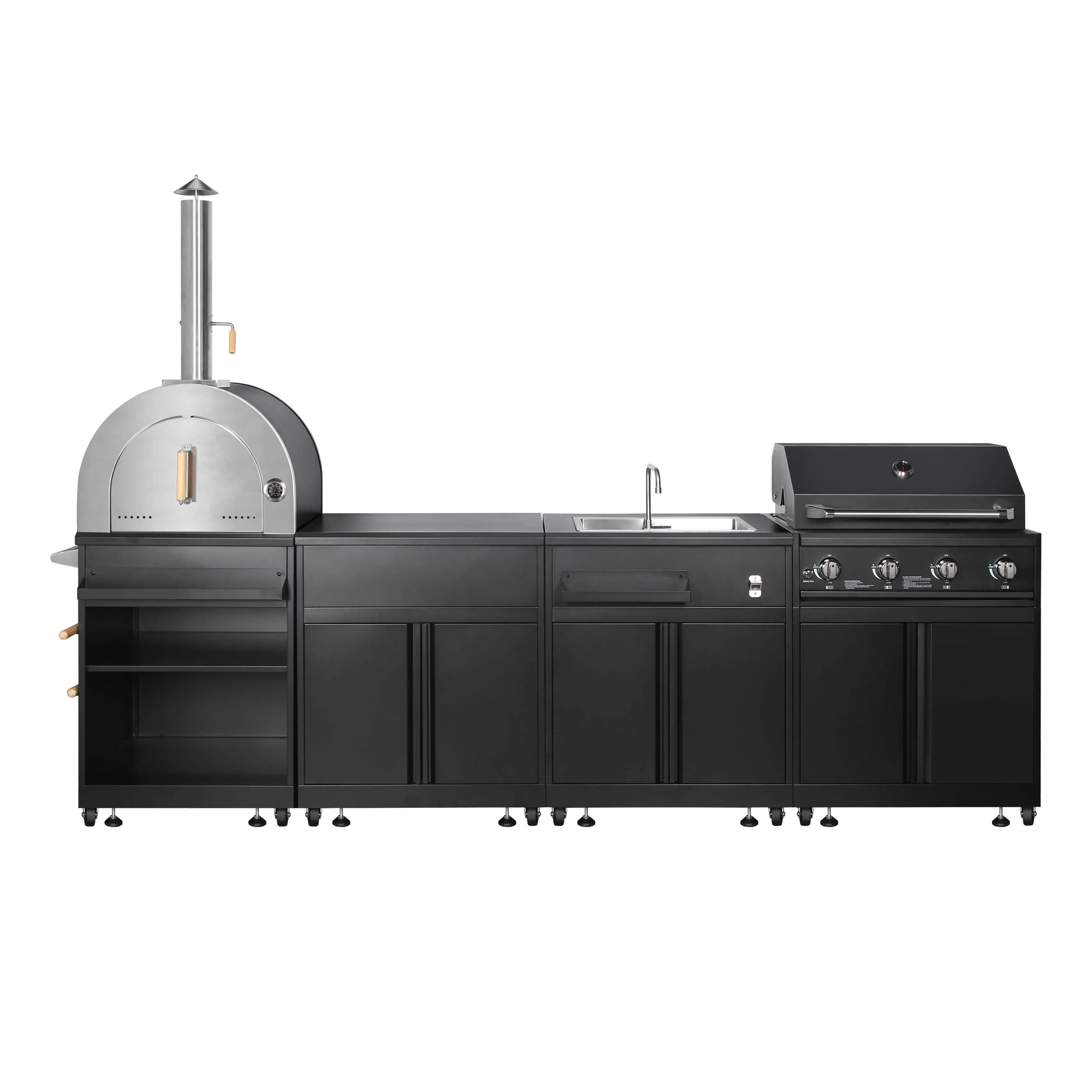 Armadietto per forno per pizza professionale premium per esterni con pannelli SPCC per porte in pietra cordierite SS430 da 20 mm per cucinare nel cortile