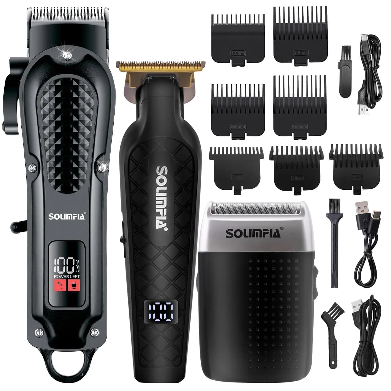 Haircut Set Solimpia Oil Head Cutting Machine Digital Display Haircut scissors Three-piece set with electric pusher