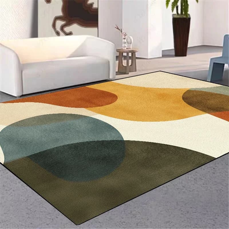 Tappeto grande con astrazione geometrica moderna HD per l'arredamento del soggiorno, divano, area