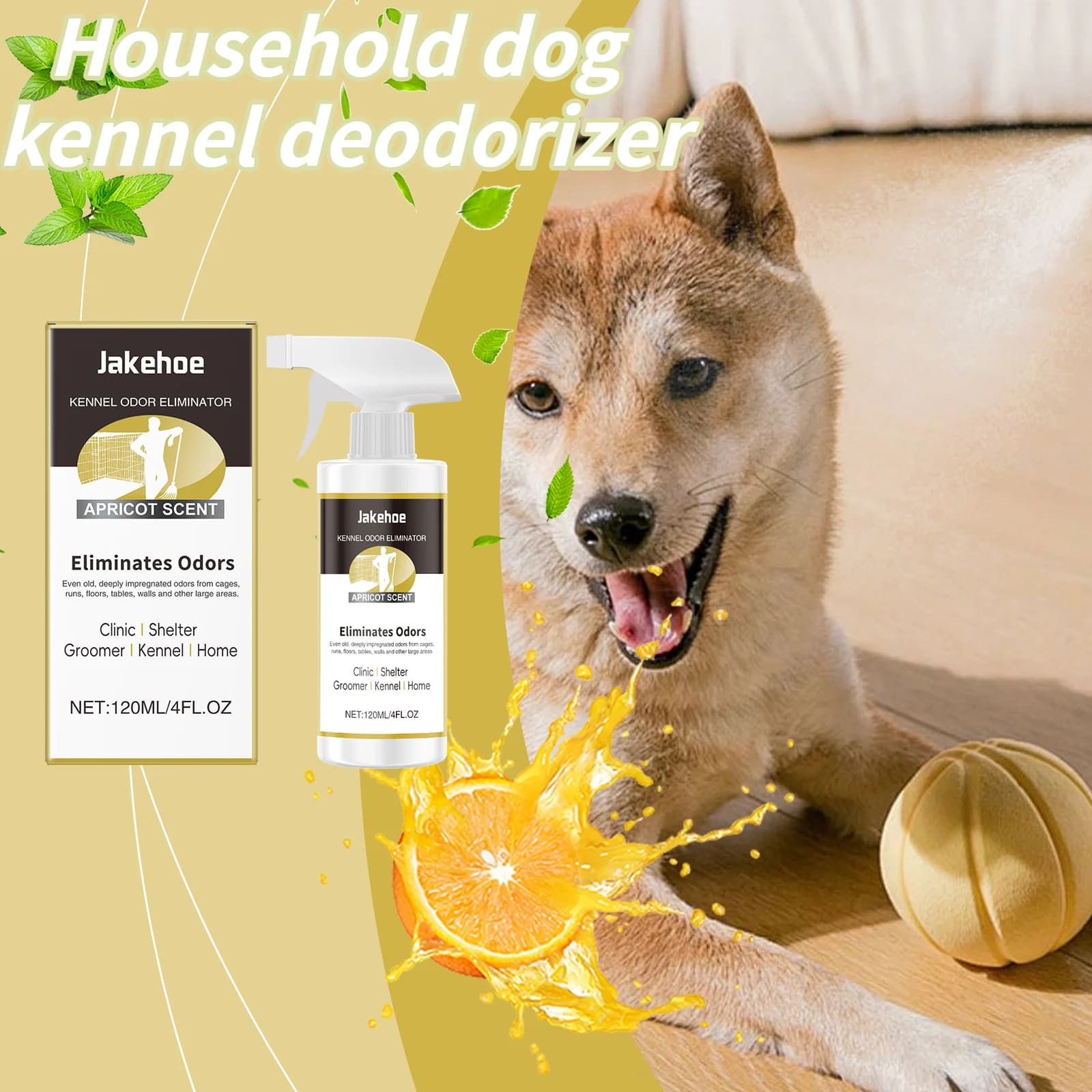 Deodorante per cuccia per cani Gabbia per animali domestici Lettino per cani e gatti Detergente per odori per uso quotidiano Deodorante per ambienti delicato e rinfrescante 120ml