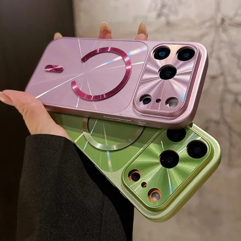 Luxury CD Texture Laser Aurora Magnetic For Magsafe Case For iPhone 13 14 15 16 17 18 Pro Max Wireless Charge Protection Cover