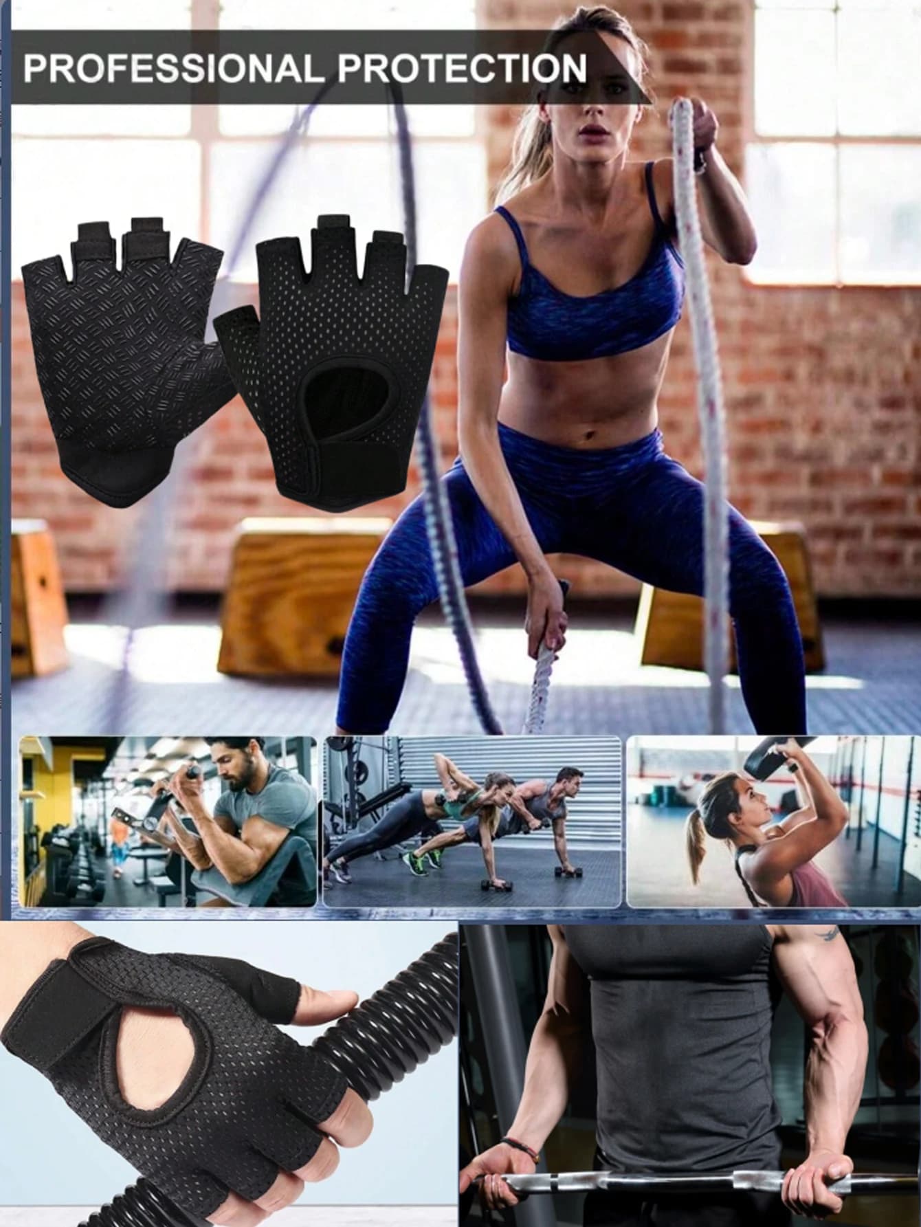 1 paio di guanti traspiranti ultraleggeri per sollevamento pesi, unisex, protezione completa del palmo, guanti da allenamento in palestra, adatti per palestra, ciclismo