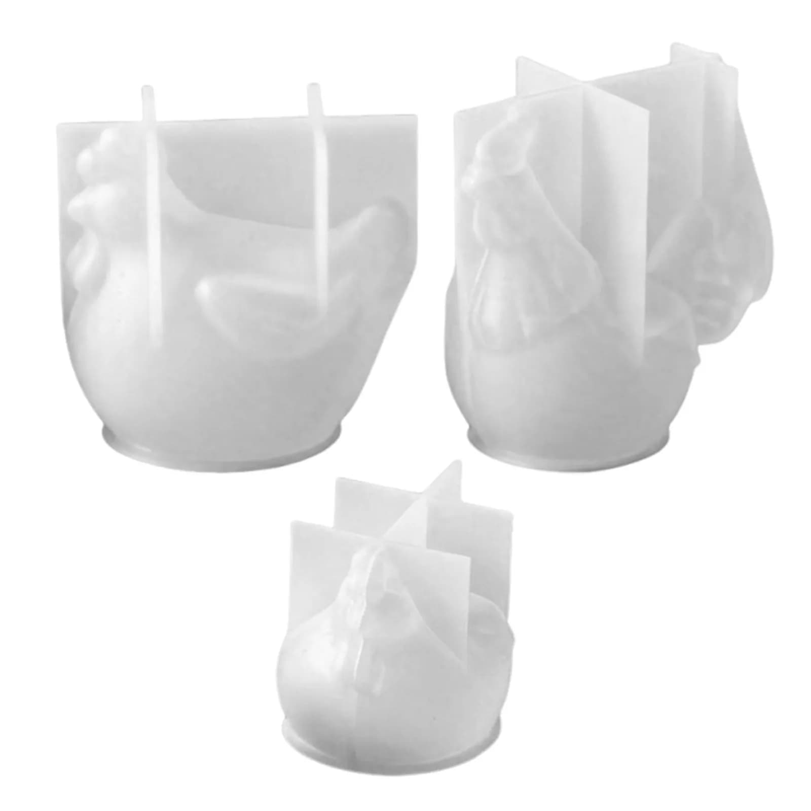 Set di 3 Stampi in Silicone a Forma di Gallo e Gallina per Decorazione Torte, Cioccolato, Caramelle, Resina, Stampi per Fondente a Tema Pasqua e Natale