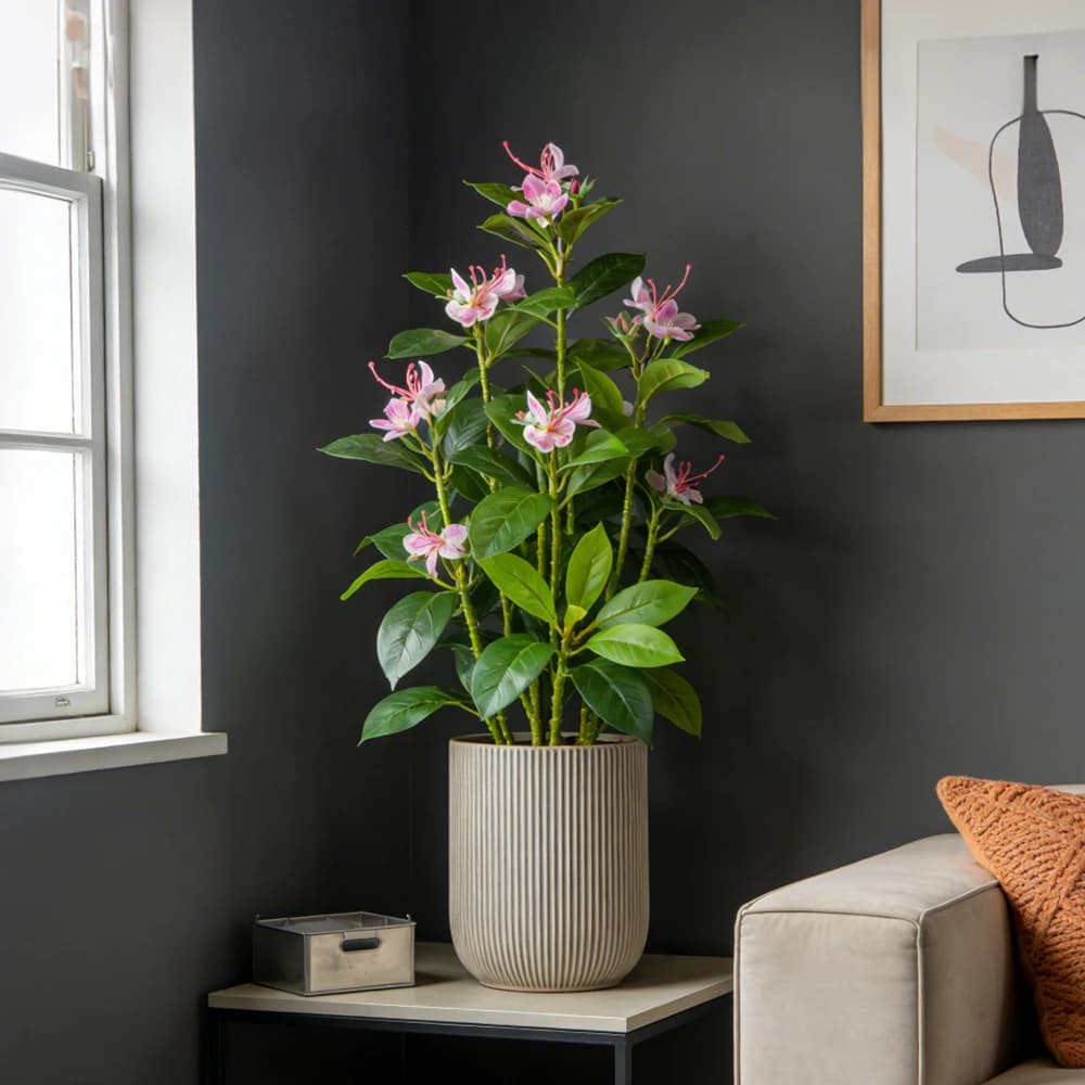 Fiori artificiali di azalea da 21-40 cm, finto albero di fico, finto ramo di magnolia, foglie tropicali di baniano in plastica per decorazioni casa e ufficio