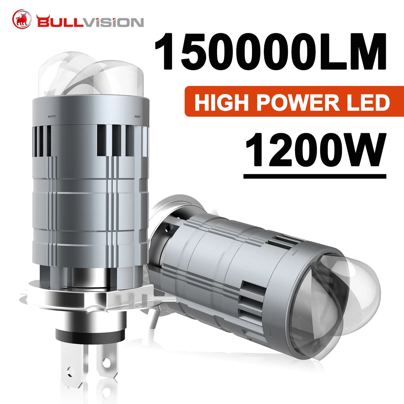 Dualvision H4 LED Mini Lente Del Proiettore EMC Fari Turbo Lampade 1200W 6000K Canbus Plug & Play Doppia Moto Hi/Lo Fascio 12V 24V