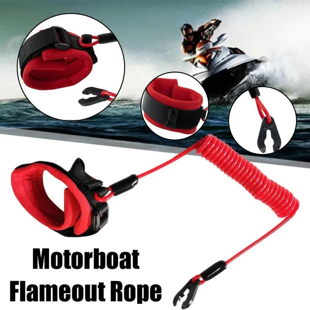 Motorboat Flameout Rope Boat Safety Lanyard Rope Start Stop Kill Switch Tether Cord for most parts of the engine of the accessory board