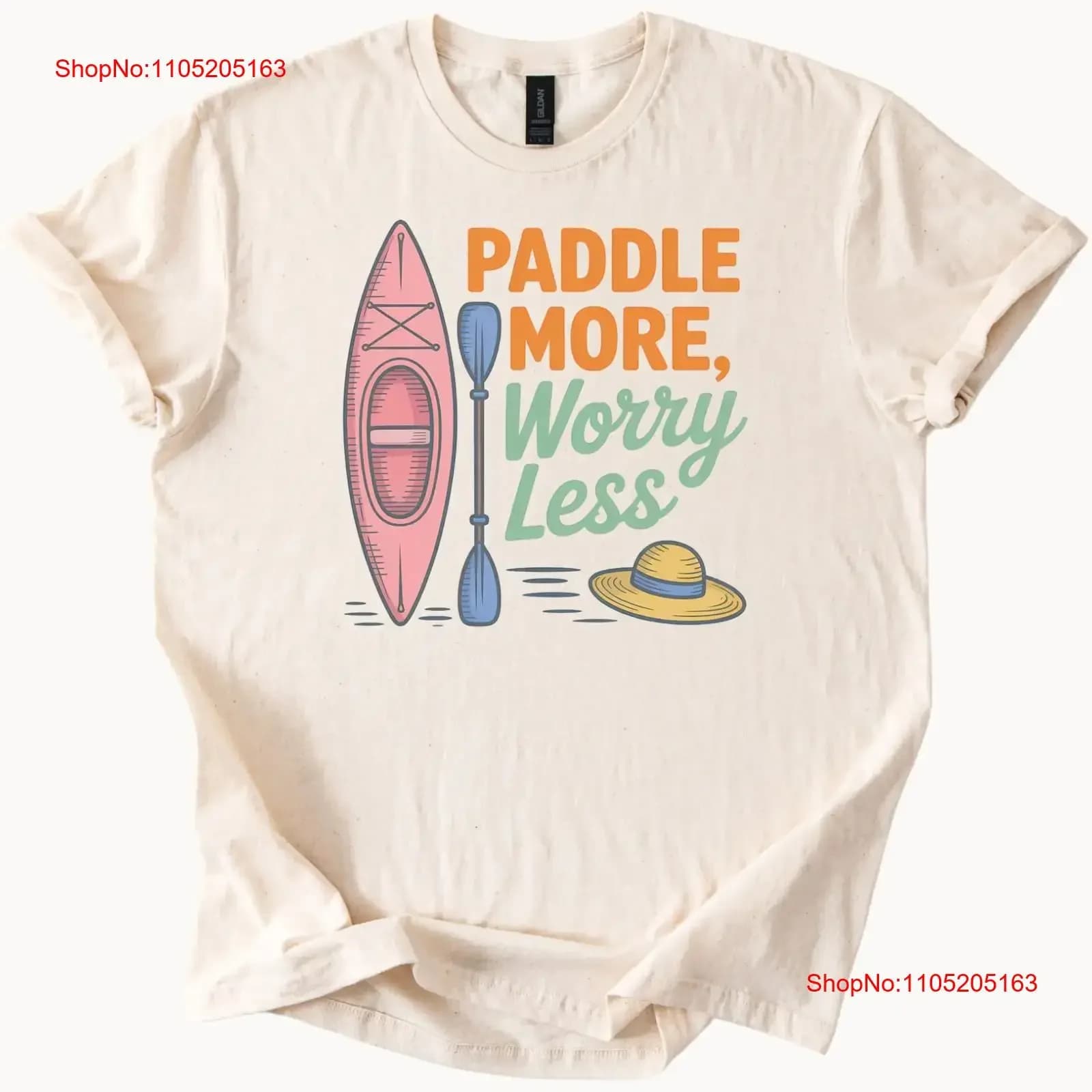 Paddle More Worry Meno Kayak T Shirt Avventura all'aria aperta Estate vintage Abiti firmati lavati Uomo allungato Moda elegante