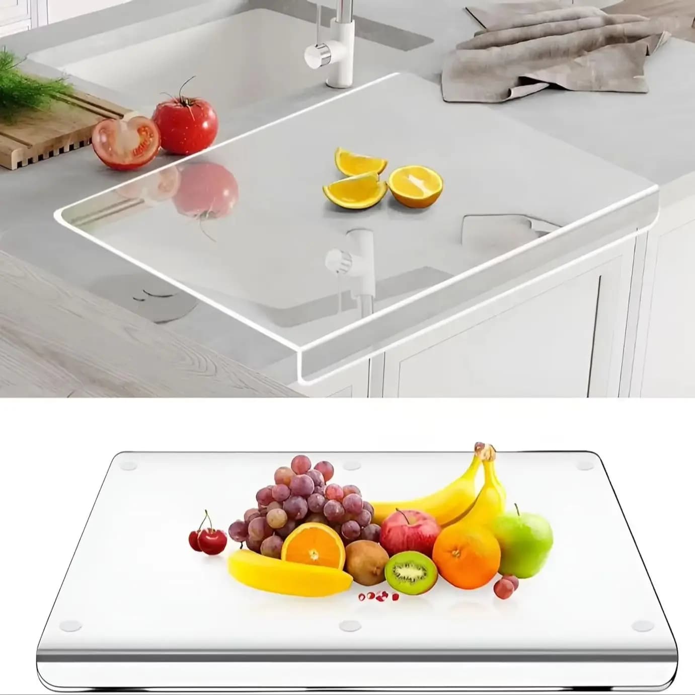 Acrylic cutter for kitchen counter Transparent cutter for worktop with lip Non-slip cold cuts Kitchen accessories