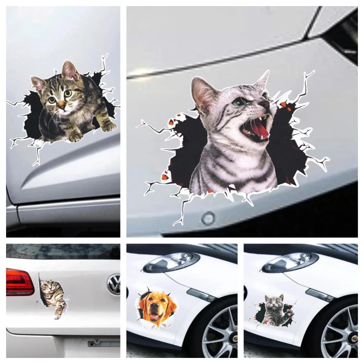 Adesivi per auto cartoni animati Gatto creativo 3D Divertenti adesivi per mascheratura antigraffio per carrozzeria Adesivi per styling animali Decorazione Accessori per auto