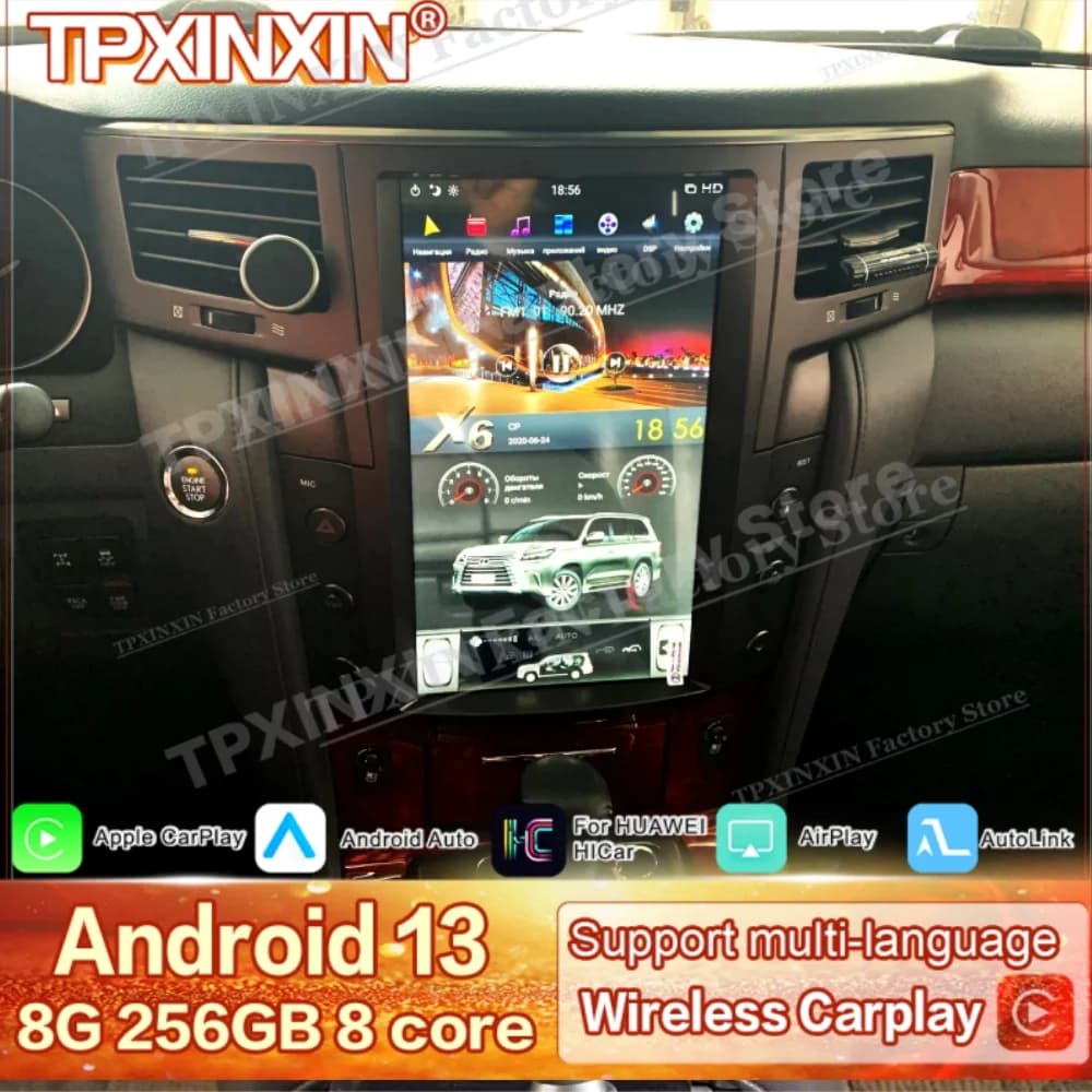 For Lexus LX570 2007~ 2015 Qualcomm Android Auto Vertical Screen Automotive Multimedia GPS Navigation Car Radio Player Head Unit