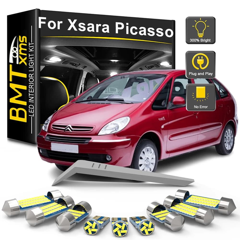 BMTxms 8Pcs Car LED Interior Light Bulb Kit For Citroen Xsara Picasso 2000-2005 2006 2007 2008 2009 2010 Canbus Dome Map Trunk